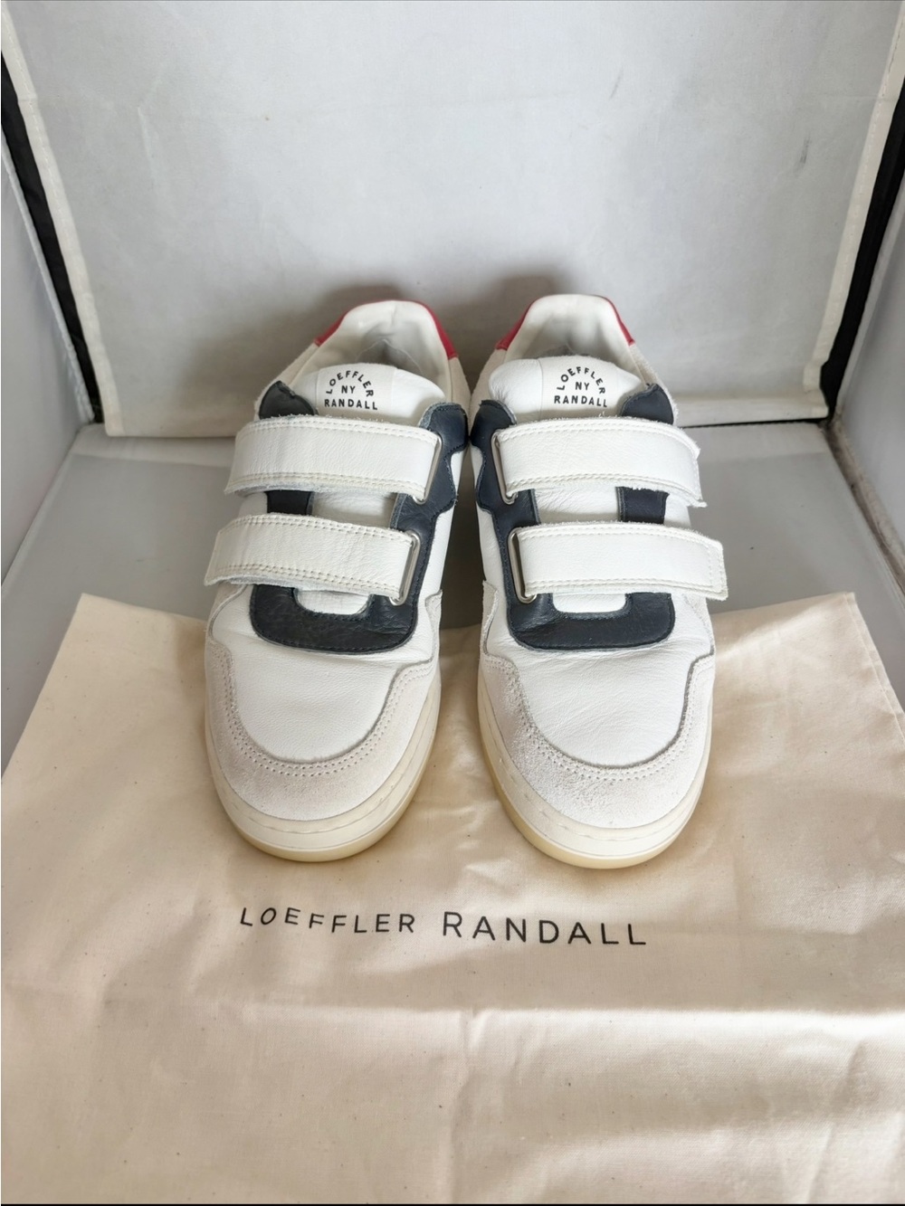 Loeffler Randall White & Navy leather Sneakers 6.5